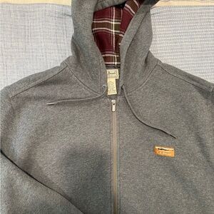 LL Bean Men's Katahdin Iron Works® Hooded Sweatshirt, Flannel-Lined. Size L